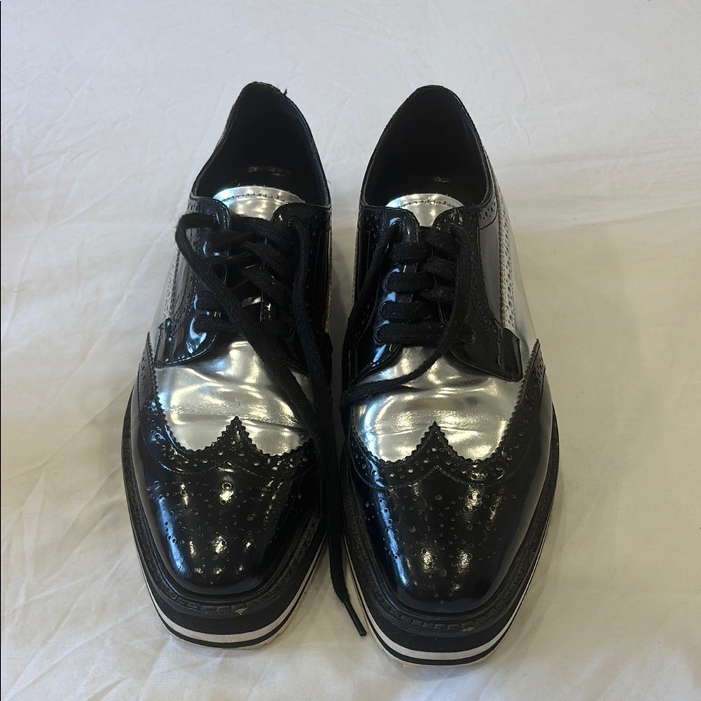Women’s Prada Black and Silver Oxford